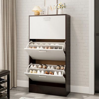 Living And Home Wooden Free Standing Shoe Rack Drawer3 Layer Dump Shoes Shelves W 600 X D 240 X H 1190 mm from B&Q