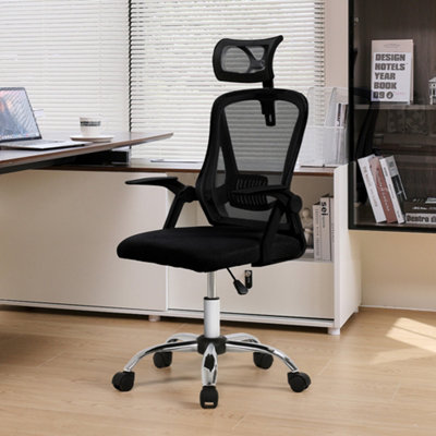 Living And Home Swivel Ergonomic Office Chair With Headrest-Black from B&Q