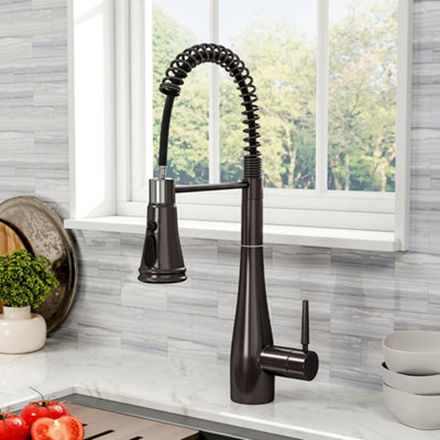 Living And Home Grey Pre-Rinse Pull-Down Swivel Kitchen Tap Mixer Tap from B&Q