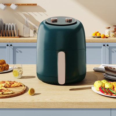 Living And Home 2400W 5.5L Family Size Green Knob Air Fryer With Timer,non-Stick Removable Basket from B&Q