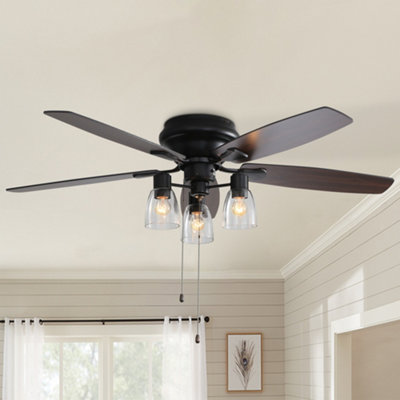 Living And Home 52-Inch Low Profile Ceiling Fan Light And Remote Control