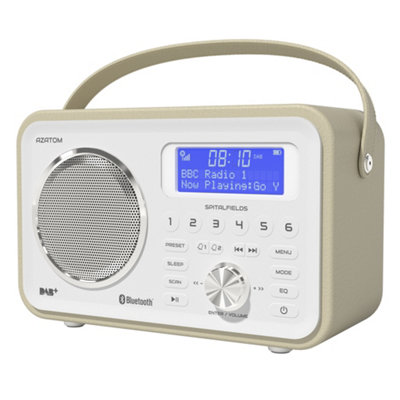 Azatom Spitalfields Dab / Dab+ Radio With Rechargeable BatteryBluetoothAlarmsFast Presets And Remote (White) from B&Q