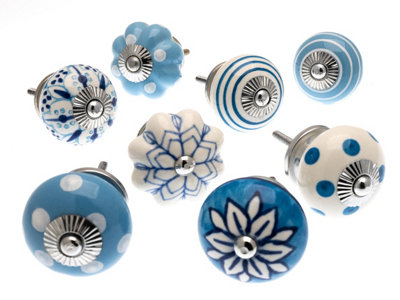 Cupboard Knobs Decorative Ceramic Door And Drawer Handles Vintage Home Décor Set Of 8 By Mango Tree