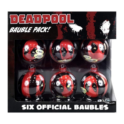 Marvel Deadpool 6Pc Christmas Tree Baubles Decorations