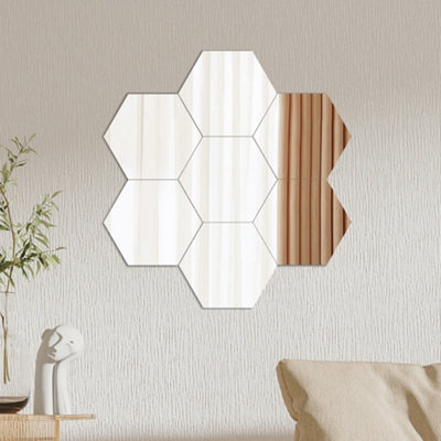 Garden Sanctuary Hexagonal Acrylic Mirror Tile Decorative Wall Sticker Set 36 Pcs from B&Q