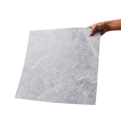 Garden Sanctuary Square Marble Effect Vinyl Floor Tiles Self Adhesive Stone Effect Vinyl Flooring  24Pcs/pack from B&Q