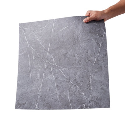 Garden Sanctuary Square Stone Marble Effect Waterproof Vinyl Flooring Tiles 24Pcs/pack from B&Q