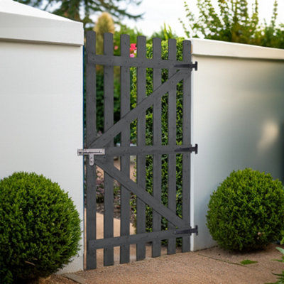 Garden Sanctuary Wooden Garden Picket Gate Pedestrian Gate Carbonized Wood Garden Fence Gate90Cm W X 180Cm H from B&Q