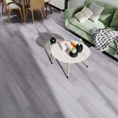 Garden Sanctuary Grey Wood Grain Waterproof Pvc Flooring 36Pcs Self-Adhesive Vinyl Tiles from B&Q