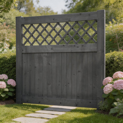 B&Q -  Grey Coated Rhombus Design Fence Gate With LatchDurable Garden Gate 120Cm X 120Cm