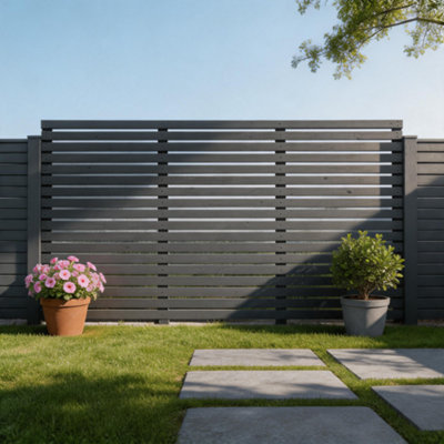Garden Sanctuary Grey Coated Garden Wood Fence Privacy Fence 180Cm W X 90Cm H from B&Q