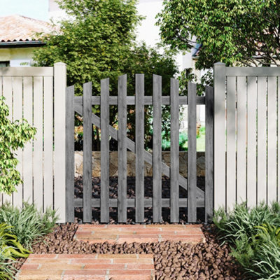 Garden Sanctuary Grey Outdoor Picket Wooden Gate Freestanding Garden Fence Door W 120Cm H 120Cm from B&Q