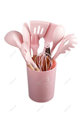 Thehotsale 11 Piece Silicone Kitchen Utensil Set For Nonstick Cookware In Pink