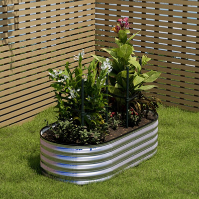 Thehotsale 160Cm W X 80Cm D Silver Oval Shaped Galvanized Raised Garden Beds Outdoor Metal Planter Box For Vegetables Flowers from B&Q
