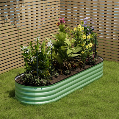 Thehotsale 240Cm W X 80Cm D Light Green Galvanized Steel Raised Garden Bed Kit Raised Planter Box Bottomless For Gardening from B&Q