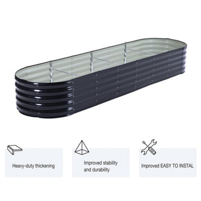Thehotsale 320Cm W X 80Cm D Anthracite Raised Garden Bed Kit Oval Shaped Galvanized Metal Planter Box For Vegetables Flower Gardening from B&Q