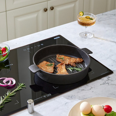 Thehotsale 27Cm Dia Black Frying Pans Round Cast Iron Grill Pan from B&Q