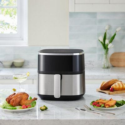 Thehotsale 6L Silver&black Air Fryer With Smart Touch Display And Timer 1400W
