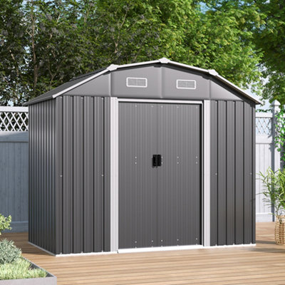 Thehotsale Large Grey Galvanized Steel Acrylic Storage Shed Slope Roof Double Door