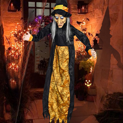 Thehotsale Halloween Hanging Witch Ornament Sound Control Glowing Hanging Witch from B&Q