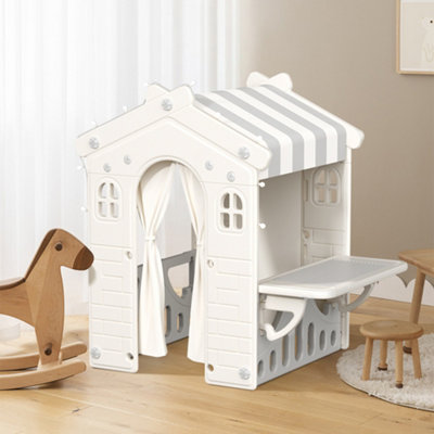 Thehotsale Plastic Playhouse For Kids Outdoor Garden Pretend Play Games With Curtain Suitable For Ages 2 To 4 from B&Q