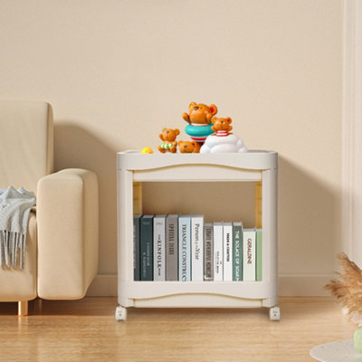 Thehotsale 2-Tier Playroom Storage Cart Plastic CartWhite from B&Q