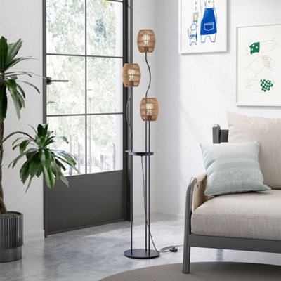 Thehotsale 3-Light 160Cm H Light Braid Lampshade Tray Table Floor Lamp from B&Q