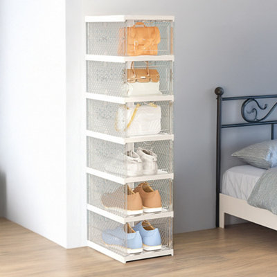 Thehotsale 6-Tier Foldable Angel White Shoes Box Plastic Shoes Box Assembly Required from B&Q