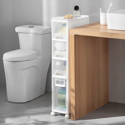 Thehotsale 105Cm H Plastic 4-Tier Slim Cabinet Storage Drawer Organizer Cart from B&Q