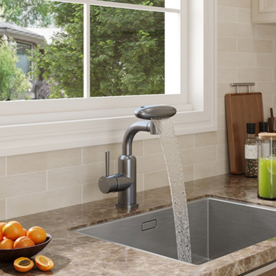 Thehotsale G1/2 Pull-Out Sprayer Retractable Kitchen Faucet With 4 Modes In Grey from B&Q