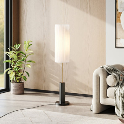 Thehotsale 127Cm Height E27 1-Light Fabric Lampshade Floor Lamp With Foot Switch And Black Base from B&Q