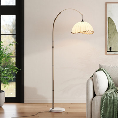 Thehotsale E27 1-Light Fabric Lampshade Floor Lamp With Foot Switch In White from B&Q