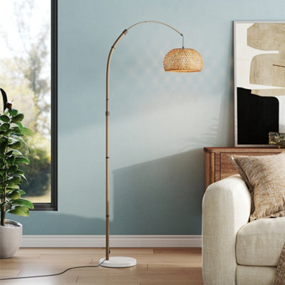 Thehotsale E27 Vintage 1-Light Bamboo Lampshade Floor Lamp With Foot Switch And Marble Base from B&Q