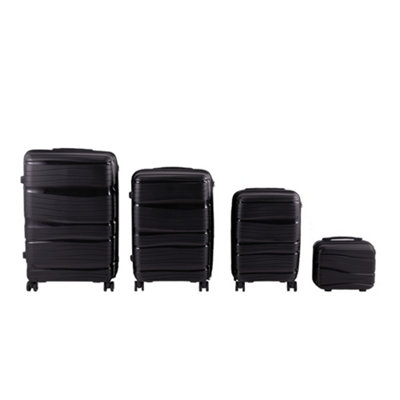 Thehotsale 4Pcs Lockable Pp Travel Suitcase Set In Black from B&Q