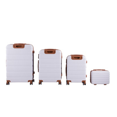 Thehotsale 4Pcs Lockable Abs Travel Suitcase Set In White And Brown from B&Q