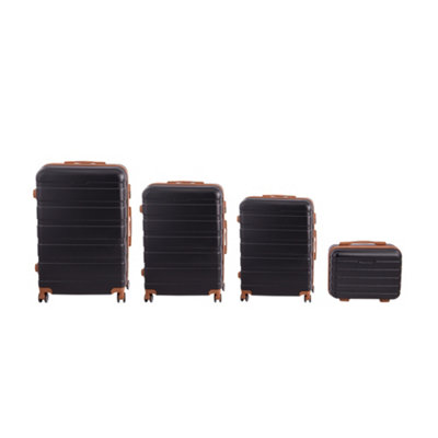 Thehotsale 4Pcs Lockable Abs Travel Suitcase Set In Black And Brown from B&Q