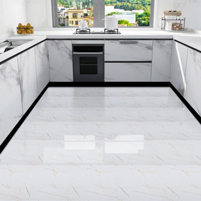 Thehotsale 10Pcs Marble Texture Self Adhesive Pvc Peel And Stick Flooring Tiles 30X30Cm from B&Q