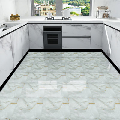 Thehotsale 10Pcs Marble Texture Self Adhesive Pvc Peel And Stick Flooring Tiles 30X30Cm from B&Q