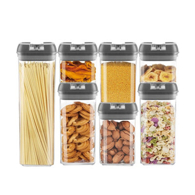 B&Q -  7Pcs Snap On Airtight Food Storage Containers With Clasp Lids In Black