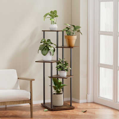 Thehotsale 5 Tiers Plant Stand Plant Display Tall Corner Plant Shelf Freestanding Plant Display Shelf 39X30X95Cm from B&Q