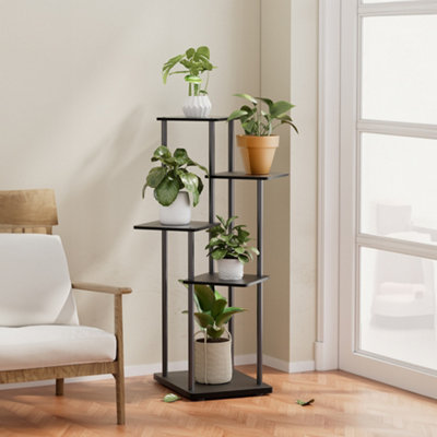 Thehotsale Black 5 Tiers Plant Stand Plant Display Tall Corner Plant Shelf Freestanding Plant Display Shelf 39X30X95Cm from B&Q