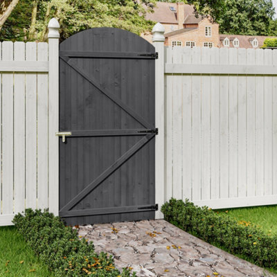 Living And Home Grey Arch Top Semi Braced Timber Gate With Latch 210Cm H 105Cm W from B&Q