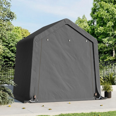 Lifeideas Dark Grey Galvanized Tube Garden Furniture Storage Tool Shed Water Resistant Storage Tents  With Zip Door 6X6Ft