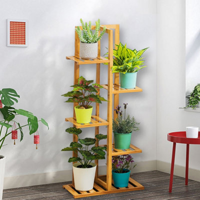 Lifeideas H 5 Tiered Rustic Plant Stand Bamboo Plant Flower Plant Stand Suitable For Home Terrace Corner 103Cm
