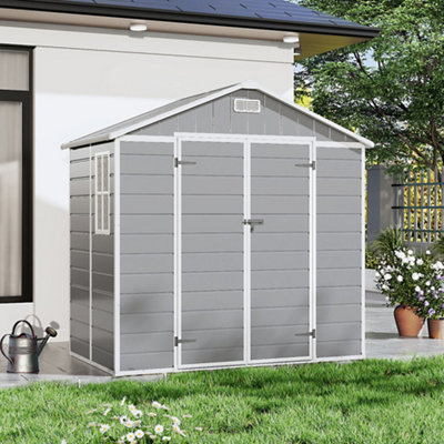 Lifeideas 8X4Ft Garden Durable Pp Apex Roof Furniture Storage Tool Shed With Lockable Door