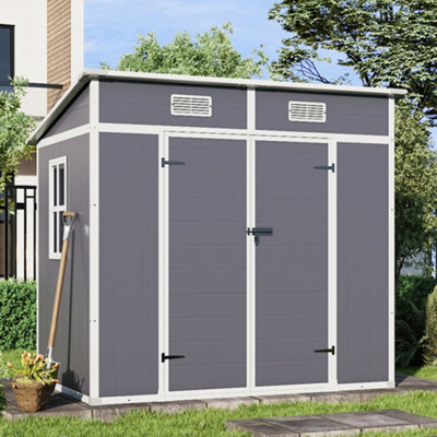 Lifeideas Waterproof Outdoor Storage Shed Garden Storage Tool Shed Lockable Door,light Grey