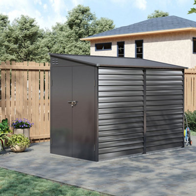 Lifeideas Light Grey Waterproof Outdoor Metal Garden Storage Shed Tool Storage Shed 8.8X4.7Ft