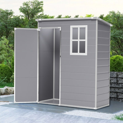 Lifeideas Grey Waterproof Outdoor Plastic Garden Storage Shed Tool Storage Shed 5X3Ft