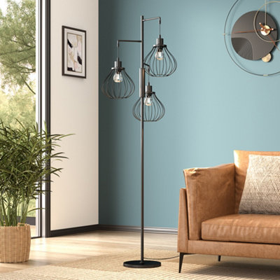 Thehotsale 160Cm H Black Modern Industrial Style 3-Head Floor Lamp With Irregular Shade from B&Q