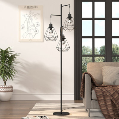 Thehotsale Black Modern Industrial Style 3-Head Floor Lamp With Irregular ShadeAssembly Required from B&Q